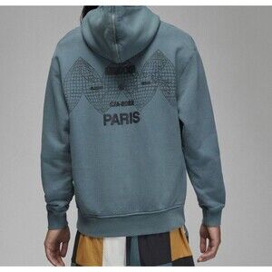 NIKE Air Jordan Flight Heritage Hoodie Men M Green Black Fleece Heavyweight @C4